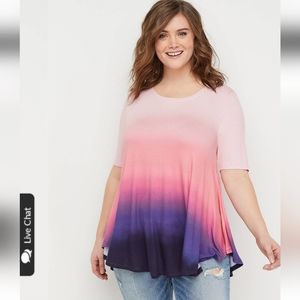 Torrid tunic tee, size 22/24, purple pink ombre